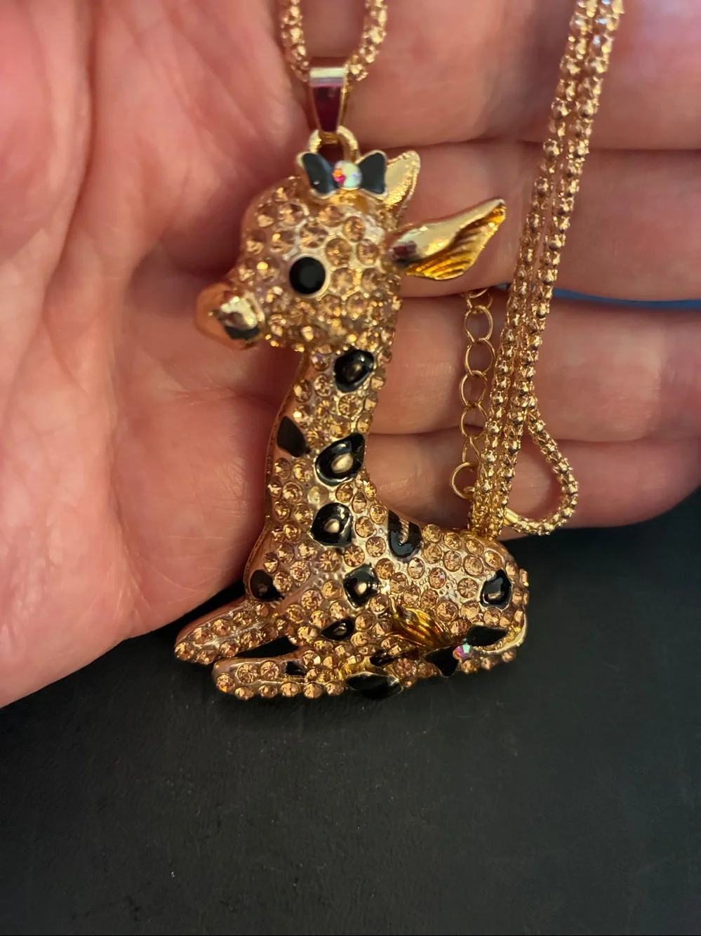 Gold-Tone Crystal Giraffe Pendant Necklace - Women's Jewelry